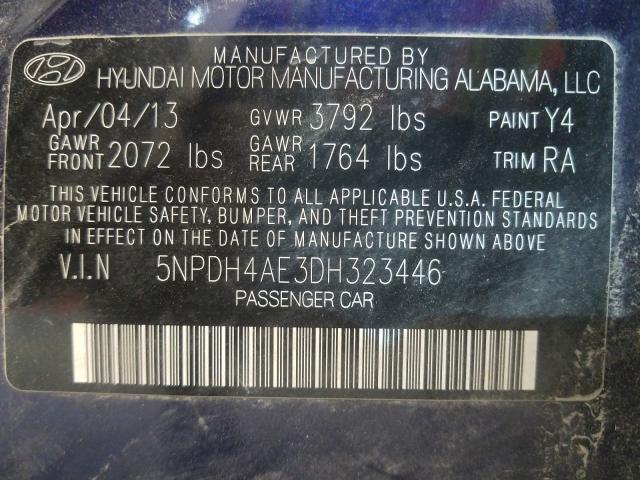 Photo 9 VIN: 5NPDH4AE3DH323446 - HYUNDAI ELANTRA GL 