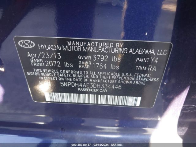 Photo 8 VIN: 5NPDH4AE3DH334446 - HYUNDAI ELANTRA 