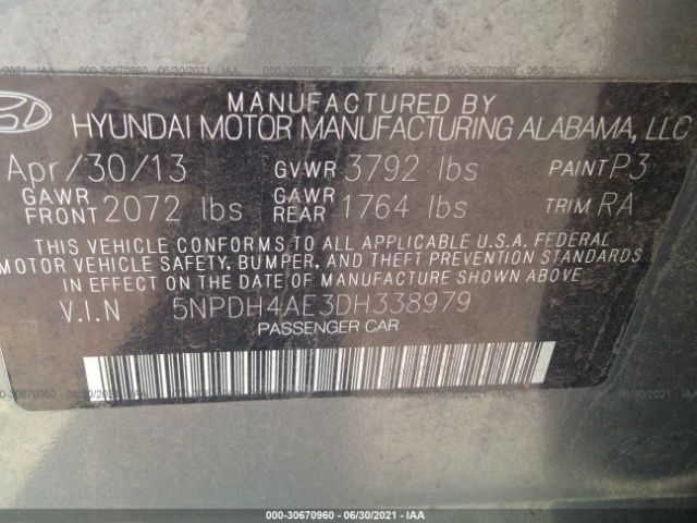 Photo 8 VIN: 5NPDH4AE3DH338979 - HYUNDAI ELANTRA 