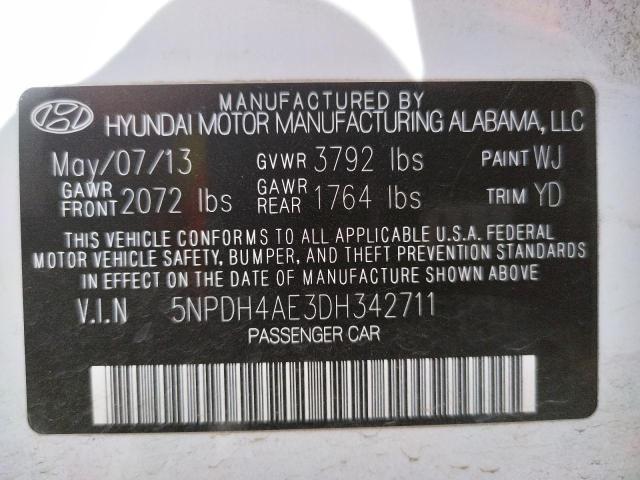 Photo 9 VIN: 5NPDH4AE3DH342711 - HYUNDAI ELANTRA GL 