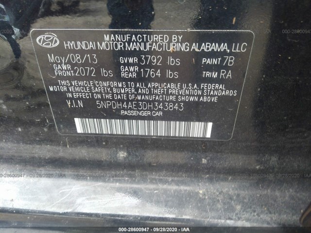 Photo 8 VIN: 5NPDH4AE3DH343843 - HYUNDAI ELANTRA 