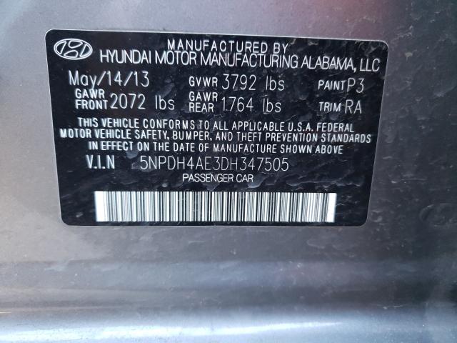 Photo 9 VIN: 5NPDH4AE3DH347505 - HYUNDAI ELANTRA GL 