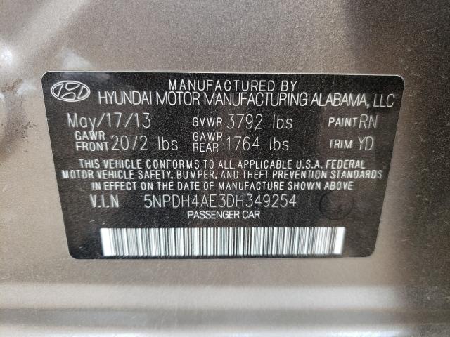 Photo 9 VIN: 5NPDH4AE3DH349254 - HYUNDAI ELANTRA GL 