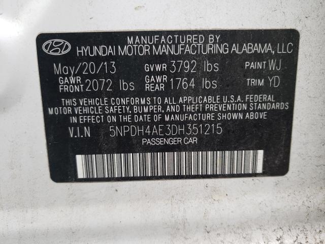 Photo 9 VIN: 5NPDH4AE3DH351215 - HYUNDAI ELANTRA GL 