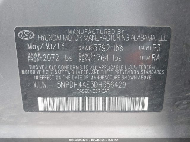 Photo 8 VIN: 5NPDH4AE3DH356429 - HYUNDAI ELANTRA 