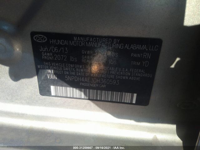 Photo 8 VIN: 5NPDH4AE3DH360593 - HYUNDAI ELANTRA 