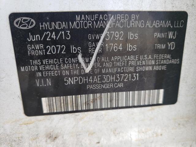 Photo 9 VIN: 5NPDH4AE3DH372131 - HYUNDAI ELANTRA GL 