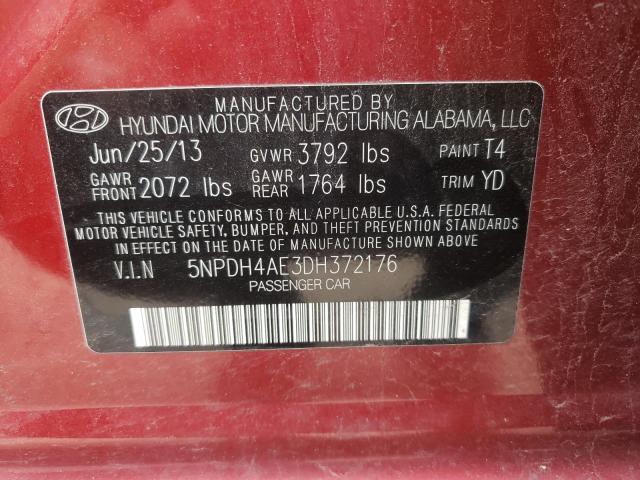 Photo 9 VIN: 5NPDH4AE3DH372176 - HYUNDAI ELANTRA 