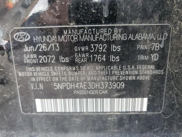 Photo 11 VIN: 5NPDH4AE3DH373909 - HYUNDAI ELANTRA GL 