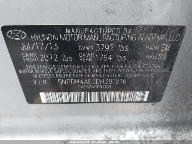 Photo 8 VIN: 5NPDH4AE3DH381816 - HYUNDAI ELANTRA 