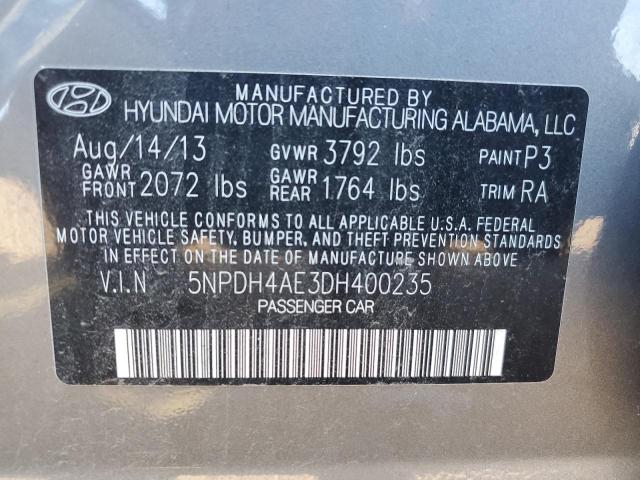 Photo 9 VIN: 5NPDH4AE3DH400235 - HYUNDAI ELANTRA GL 