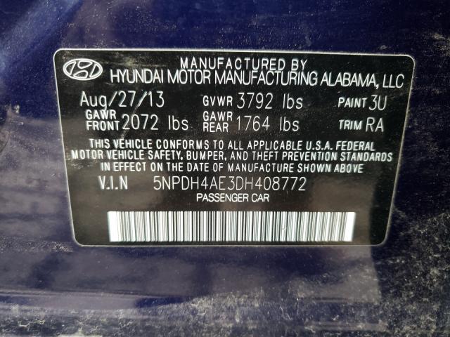 Photo 9 VIN: 5NPDH4AE3DH408772 - HYUNDAI ELANTRA GL 