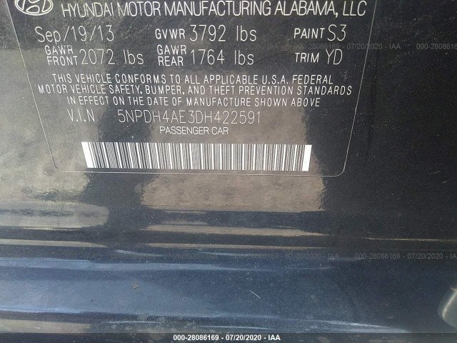 Photo 8 VIN: 5NPDH4AE3DH422591 - HYUNDAI ELANTRA 