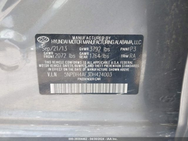 Photo 8 VIN: 5NPDH4AE3DH424003 - HYUNDAI ELANTRA 