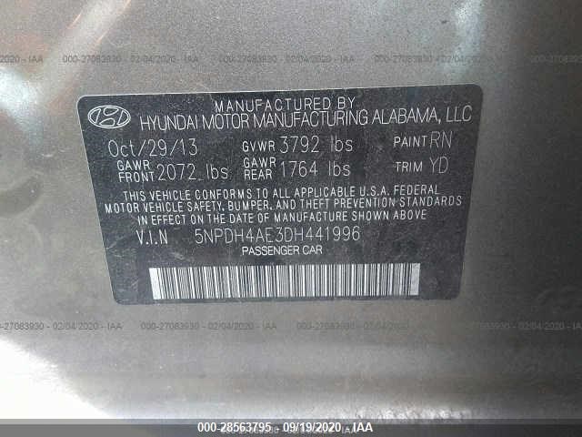 Photo 8 VIN: 5NPDH4AE3DH441996 - HYUNDAI ELANTRA 