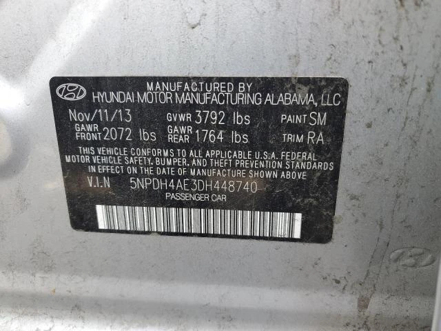 Photo 11 VIN: 5NPDH4AE3DH448740 - HYUNDAI ELANTRA GL 