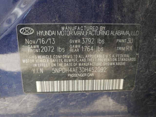 Photo 9 VIN: 5NPDH4AE3DH452092 - HYUNDAI ELANTRA GL 