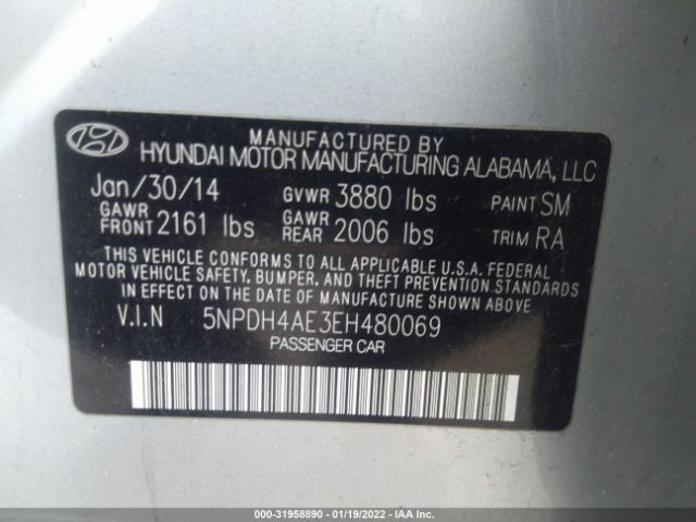 Photo 8 VIN: 5NPDH4AE3EH480069 - HYUNDAI ELANTRA 