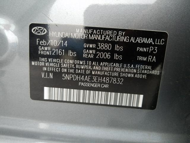 Photo 9 VIN: 5NPDH4AE3EH487832 - HYUNDAI ELANTRA SE 