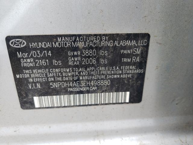 Photo 9 VIN: 5NPDH4AE3EH498880 - HYUNDAI ELANTRA SE 