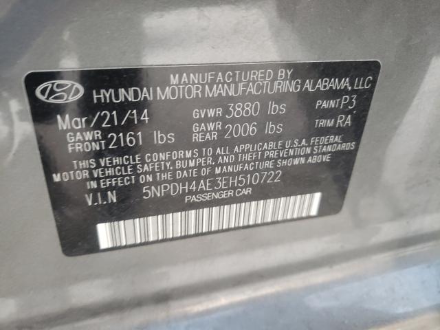 Photo 9 VIN: 5NPDH4AE3EH510722 - HYUNDAI ELANTRA SE 