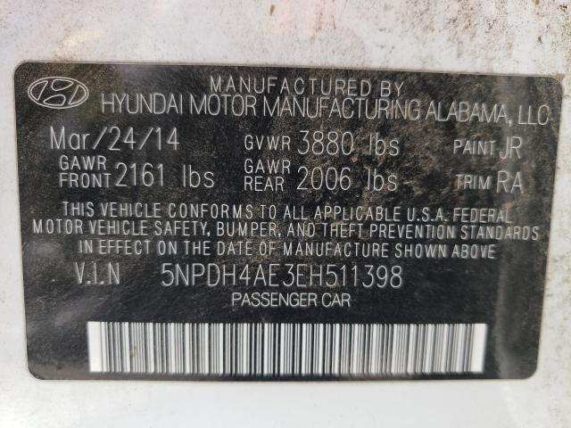 Photo 9 VIN: 5NPDH4AE3EH511398 - HYUNDAI ELANTRA SE 