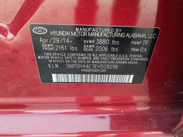 Photo 9 VIN: 5NPDH4AE3EH528296 - HYUNDAI ELANTRA SE 