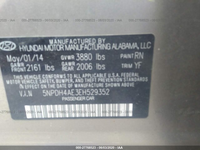 Photo 8 VIN: 5NPDH4AE3EH529352 - HYUNDAI ELANTRA 