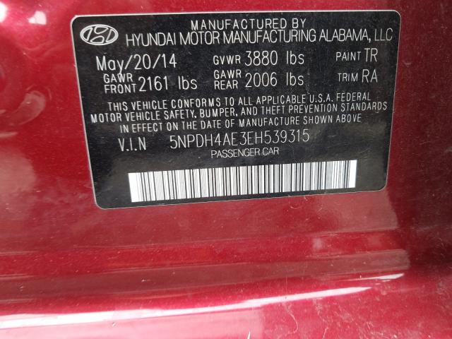 Photo 9 VIN: 5NPDH4AE3EH539315 - HYUNDAI ELANTRA SE 