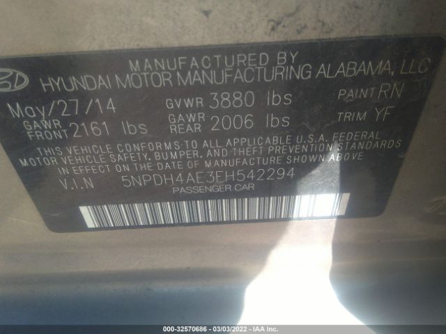 Photo 8 VIN: 5NPDH4AE3EH542294 - HYUNDAI ELANTRA 