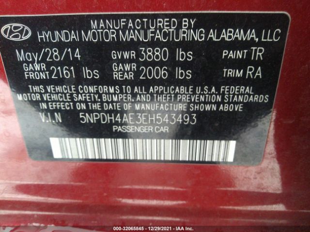 Photo 8 VIN: 5NPDH4AE3EH543493 - HYUNDAI ELANTRA 