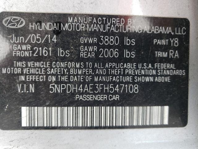 Photo 9 VIN: 5NPDH4AE3FH547108 - HYUNDAI ELANTRA SE 