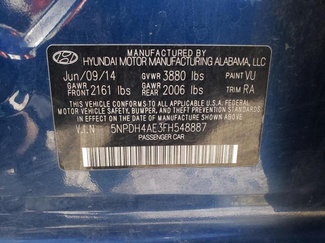 Photo 9 VIN: 5NPDH4AE3FH548887 - HYUNDAI ELANTRA SE 