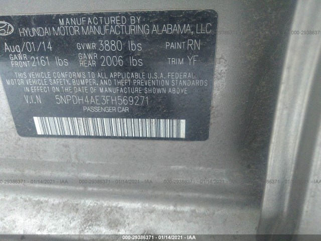 Photo 8 VIN: 5NPDH4AE3FH569271 - HYUNDAI ELANTRA 