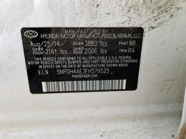 Photo 9 VIN: 5NPDH4AE3FH579525 - HYUNDAI ELANTRA SE 