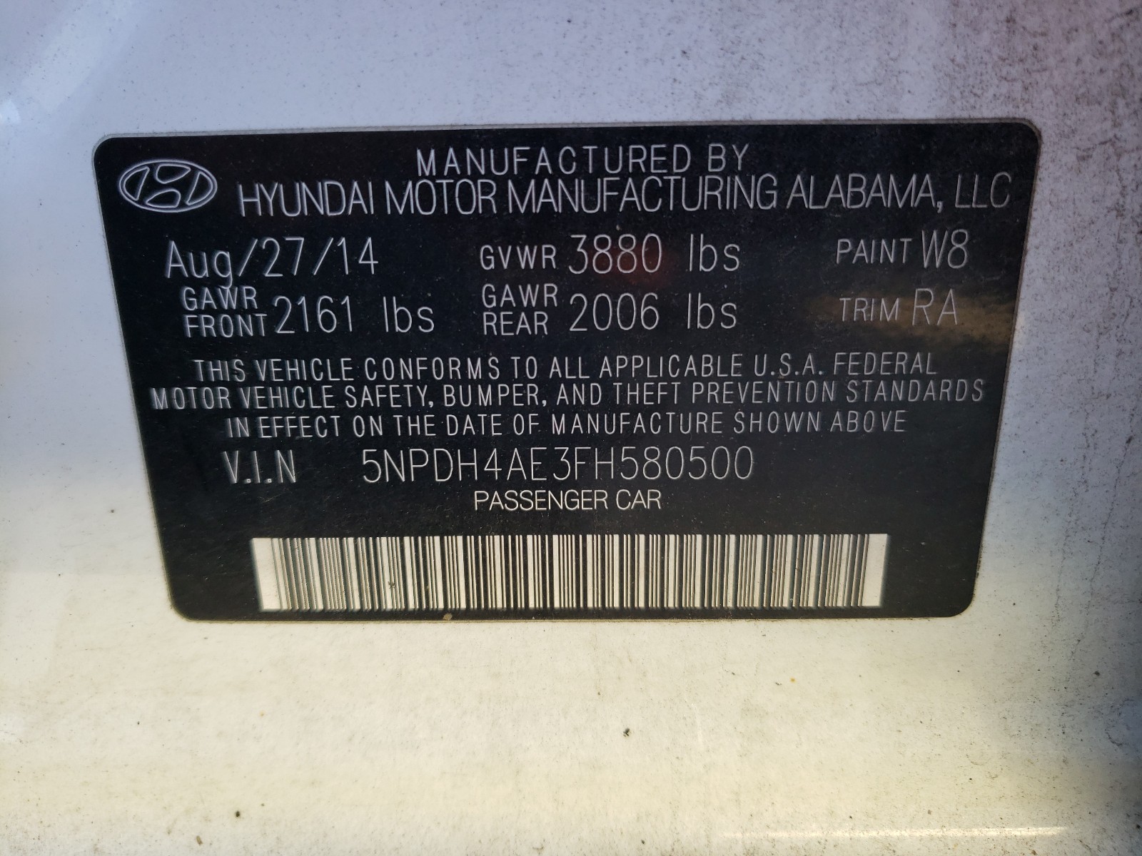 Photo 9 VIN: 5NPDH4AE3FH580500 - HYUNDAI ELANTRA SE 