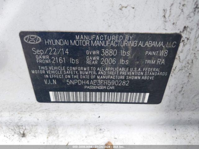 Photo 8 VIN: 5NPDH4AE3FH590282 - HYUNDAI ELANTRA 