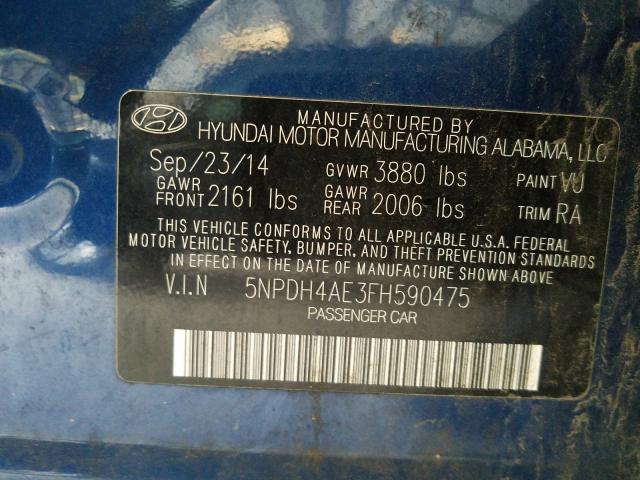 Photo 9 VIN: 5NPDH4AE3FH590475 - HYUNDAI ELANTRA SE 