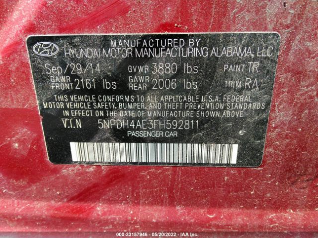 Photo 8 VIN: 5NPDH4AE3FH592811 - HYUNDAI ELANTRA 