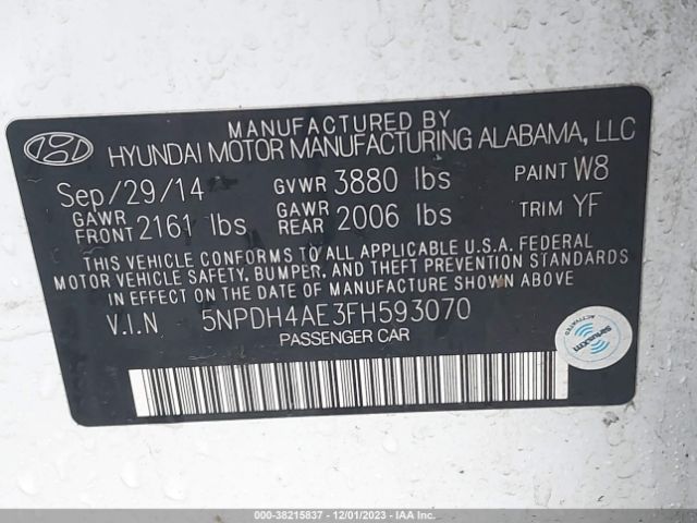 Photo 8 VIN: 5NPDH4AE3FH593070 - HYUNDAI ELANTRA 