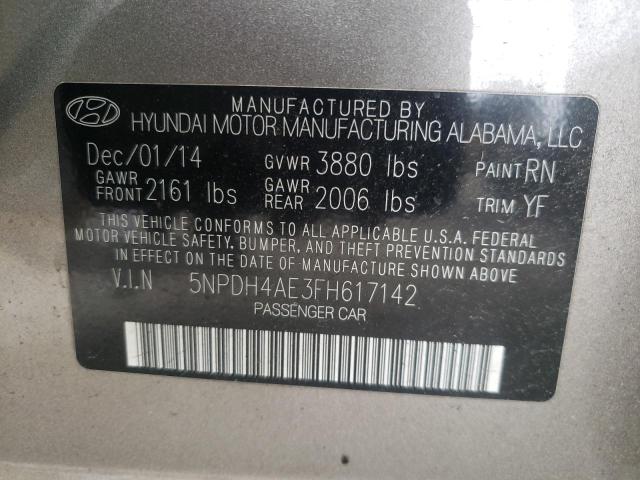 Photo 9 VIN: 5NPDH4AE3FH617142 - HYUNDAI ELANTRA SE 