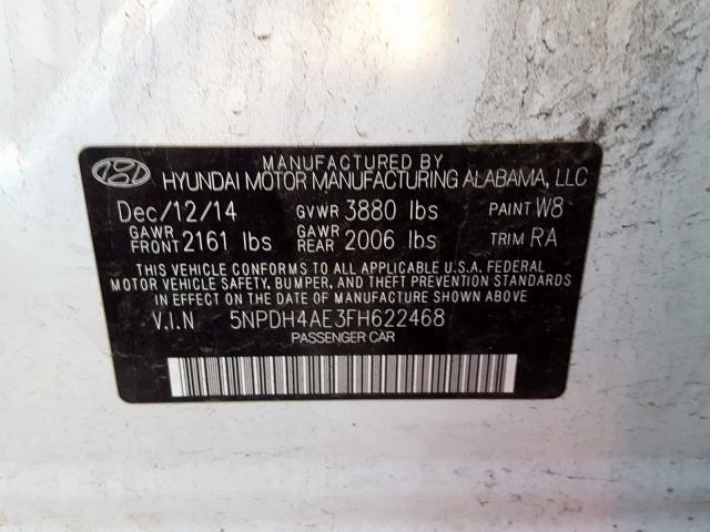 Photo 9 VIN: 5NPDH4AE3FH622468 - HYUNDAI ELANTRA SE 