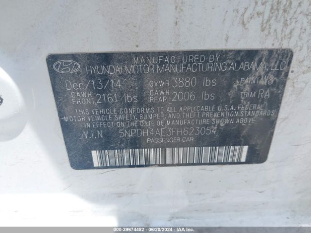 Photo 8 VIN: 5NPDH4AE3FH623054 - HYUNDAI ELANTRA 