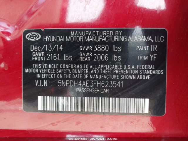 Photo 8 VIN: 5NPDH4AE3FH623541 - HYUNDAI ELANTRA 