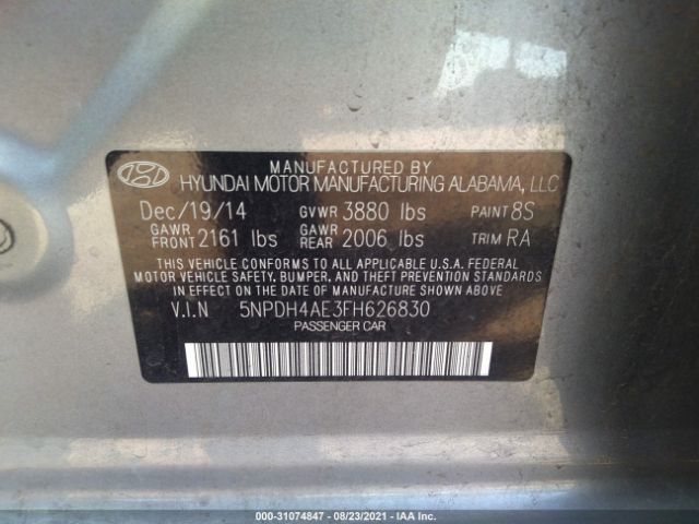 Photo 8 VIN: 5NPDH4AE3FH626830 - HYUNDAI ELANTRA 