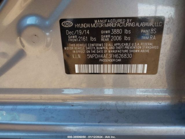 Photo 8 VIN: 5NPDH4AE3FH626830 - HYUNDAI ELANTRA 