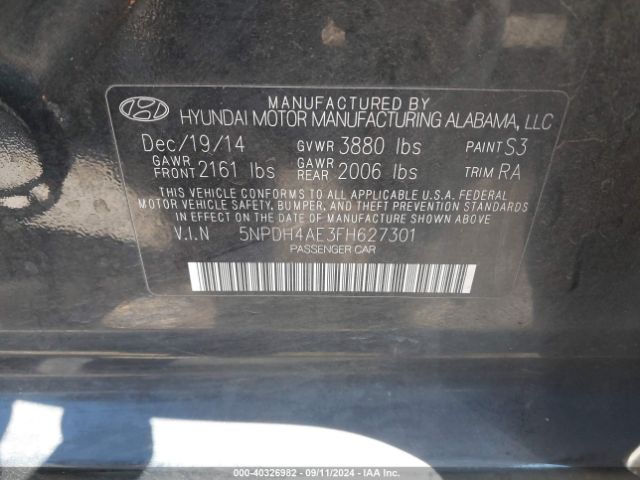 Photo 8 VIN: 5NPDH4AE3FH627301 - HYUNDAI ELANTRA 