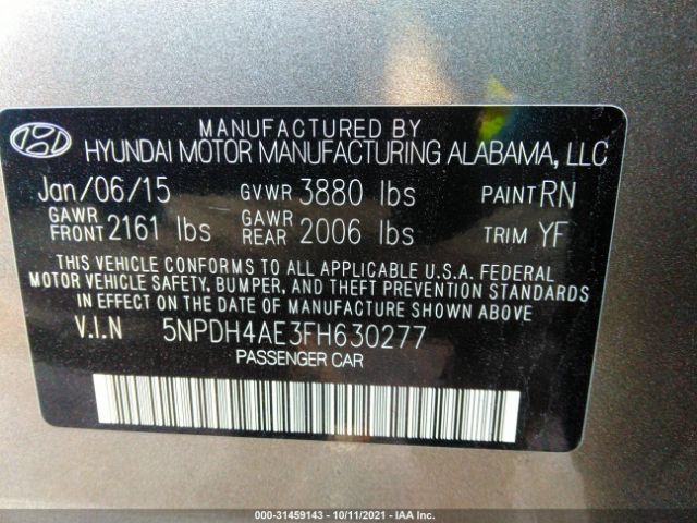 Photo 8 VIN: 5NPDH4AE3FH630277 - HYUNDAI ELANTRA 