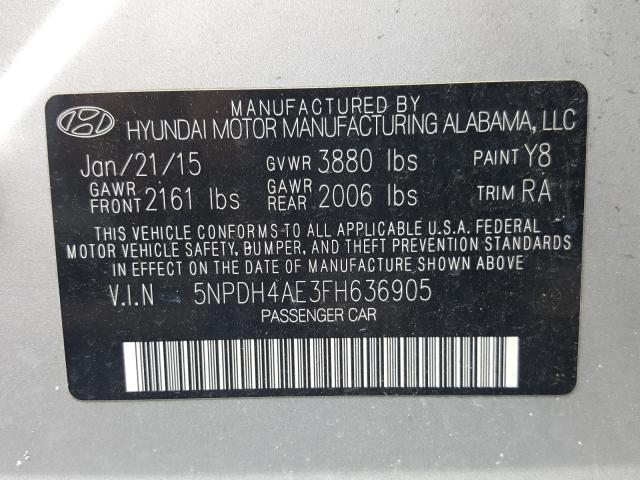 Photo 9 VIN: 5NPDH4AE3FH636905 - HYUNDAI ELANTRA SE 