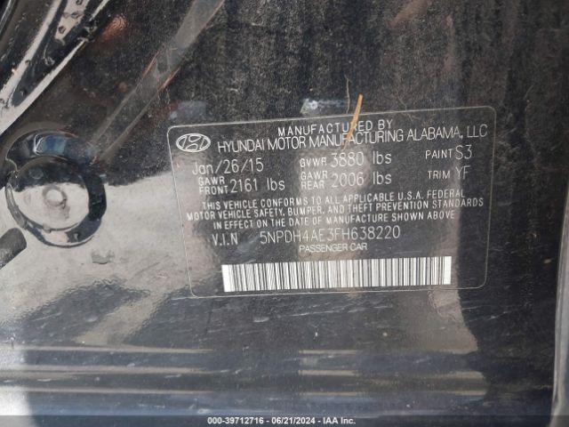 Photo 8 VIN: 5NPDH4AE3FH638220 - HYUNDAI ELANTRA 